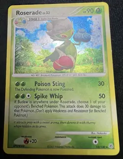 Roserade 13/130 Diamond and Pearl Holo Pokemon Card LP w/ SWIRL 💫 - Image 4