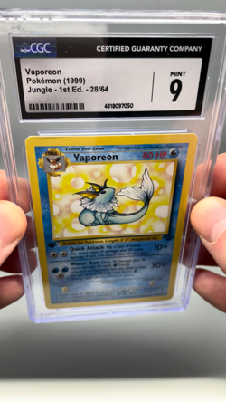 1999 Pokemon Jungle 1st Edition Vaporeon #28 CGC 9 Mint Non-Holo WOTC - Image 2