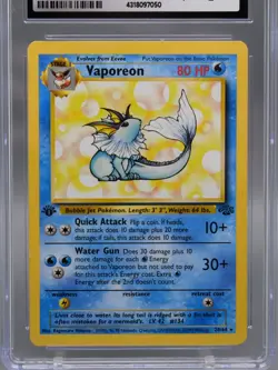 1999 Pokemon Jungle 1st Edition Vaporeon #28 CGC 9 Mint Non-Holo WOTC - Image 4