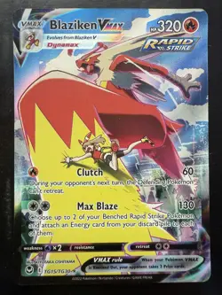 Pokemon Blaziken VMAX Full Art Holo Ultra Rare TG15/TG30 Silver Tempest (LP) - Image 1