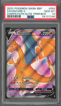 2020 Pokemon SWSH Champions Path Elite Trainer Box FA Charizard V #SWSH50 PSA 10 - Image 1