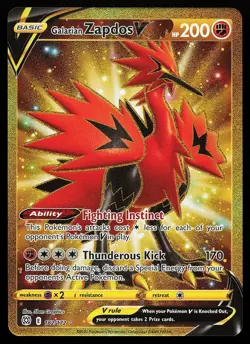 Galarian Zapdos V 182/172 Secret Rare Brilliant Stars Pokemon Card - Image 1