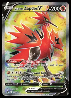 Galarian Zapdos V 173/198 Ultra Rare Chilling Reign Pokemon Card - Image 1