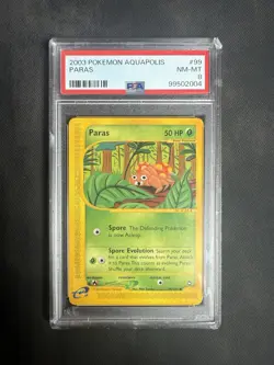 Pokemon TCG Paras 99 Aquapolis 2002 Basic Regular PSA 8 Graded Card English - Image 1