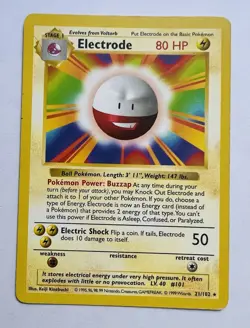 Pokemon TCG Electrode Base Set Shadowless Rare Card 21/102 - Image 1