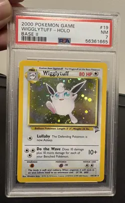PSA 7 Wigglytuff Holo 19/130 Base Set 2 Pokemon Card 2000 WOTC Vintage - Image 2