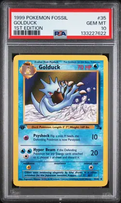 1999 POKEMON FOSSIL 1ST ED #35 GOLDUCK PSA 10 - Image 1