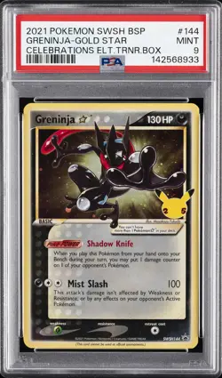 2021 POKEMON SWSH BLACK STAR PROMO #144 GRENINJA-GOLD STAR PSA 9 - Image 1