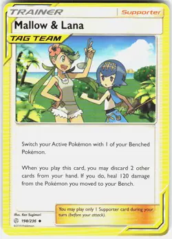 Mallow & Lana 198/236 SM Cosmic Eclipse Pokemon - Image 1