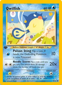 Qwilfish 1st Edition 49/64 Neo Revelation Pokemon - Image 1