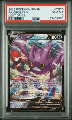 Pokemon Crobat V Lost Origin Trainer Gallery Full Art #TG20 PSA 10 - Image 1