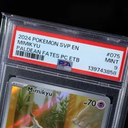 PSA 9 POKEMON 2024 MIMIKYU POKEMON CENTER ETB PROMO #075 PALDEAN FATES - Image 3