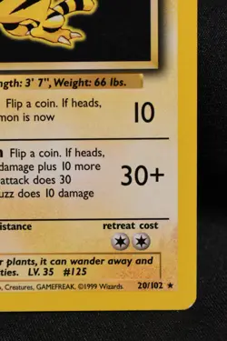 Electabuzz 20/102 NM Base Set Regular Rare Unlimited Pokemon TCG - Image 4