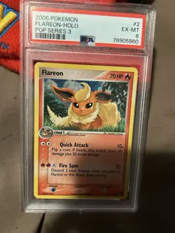 2006 Pokemon Flareon Holo Pop Series 3 EX-MT PSA 6 2/17 - Image 2