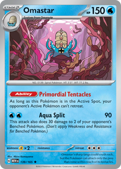 Omastar 139/165 Rare 151 Pokemon Holo Near Mint - Image 1