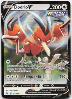 Dodrio V 201/264 Holo V Rare Fusion Strike Pokemon Near Mint - Image 1