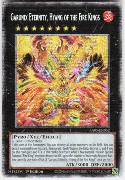 Garunix Eternity, Hyang of the Fire Kings Starlight Rare RA05-EN052 Yugioh - Image 1