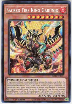 Sacred Fire King Garunix Secret Rare RA05-EN031 Yugioh - Image 1