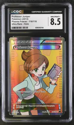 CGC 8.5 Professor Juniper Plasma Freeze 116/116 Ultra Rare Holo Pokemon Card - Image 1