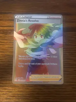 Zinnias Resolve Full Art Secret Rainbow Rare Pokemon Card 225/203 Evolving Skies - Image 2