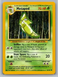 Metapod Base Set #054/102 Common Pokemon Card - Image 1
