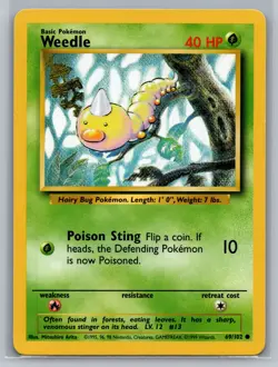 Weedle Base Set #069/102 Common Pokemon Card - Image 1