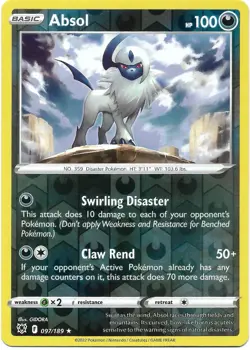 Absol 097/189 Reverse Holo Astral Radiance Pokemon TCG Card - Image 1