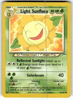 Pokemon TCG Light Sunflora Neo Destiny 72/105 Regular Unlimited Common - Image 1