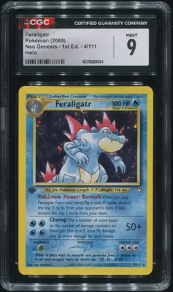 1st Edition Feraligatr 4/111 Neo Genesis Holo Pokemon TCG WOTC Vintage CGC 9 - Image 1