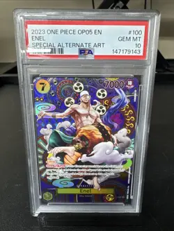 2023 ONE PIECE OP05 #100 AWAKENING OF THE NEW ERA ENEL SP SPECIAL ALT ART PSA 10 - Image 1