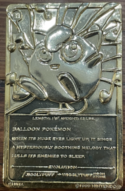 POKEMON Jigglypuff #39 23k Gold Plated Card Vintage 1999 Burger King Promo COA - Image 3