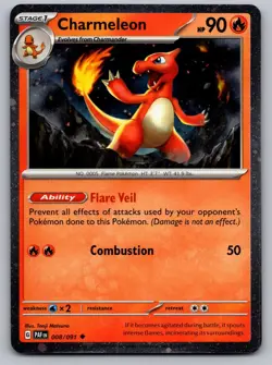Charmeleon 008/091 Uncommon Paldean Fates Pokemon Cosmo Holo Near Mint - Image 1
