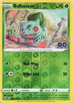 Bulbasaur - Common Reverse Holo Pokemon GO 001/078 LP - Image 1