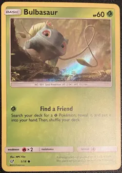 Pokemon TCG Card Bulbasaur 1/18 Detective Pikachu Holo Common Starter 2019 LP - Image 1
