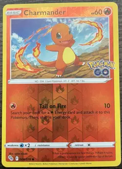 Charmander 008/078 Pokemon TCG Sword & Shield Pokemon GO Reverse Holo LP - Image 1
