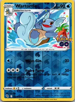Wartortle Reverse Holo Uncommon Pokemon GO 016/078 LP - Image 1