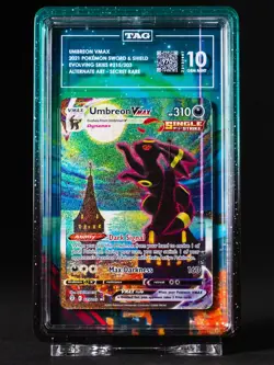 2021 POKEMON SWORD & SHIELD EVOLVING SKIES SECRET FULL ART/UMBREON VMAX TAG 10 - Image 1