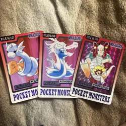 Pokemon Carddass 3 Set Dragonite 149 Holo Prism Bandai Pocket Monsters Japan MP - Image 1