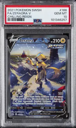 2021 POKEMON SWORD & SHIELD CHILLING REIGN #166 FULL ART/ZERAORA V PSA 10 - Image 1