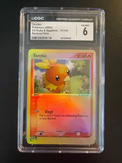 2003 Pokemon EX Ruby & Sapphire Torchic 74/109 Reverse Holo CGC 6 EX-MT - Image 1