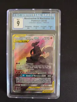 Pokemon 2019 Marshadow & Machamp GX Unbroken Bonds #199 CGC 9 - Image 1