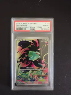Pokemon 2025 Bulbasaur Mega Evolutions Box Topper #133 PSA 8 - Image 1