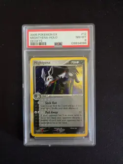 Pokemon 2005 Mightyena Holo Deoxys #12 PSA 8 - Image 1