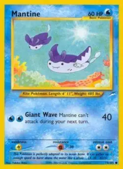 Pokemon - Mantine - 74/105 - Common - Unlimited Edition - Neo Destiny - NM - Image 1