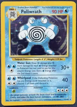 Pokemon TCG Poliwrath 13/102 Base Set Unlimited Holo Rare Vintage - Image 1