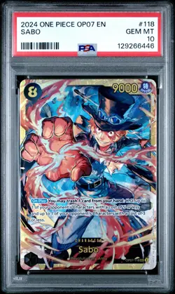 2024 ONE PIECE OP07-500 YEARS IN THE FUTURE #118 SABO PSA 10 - Image 1