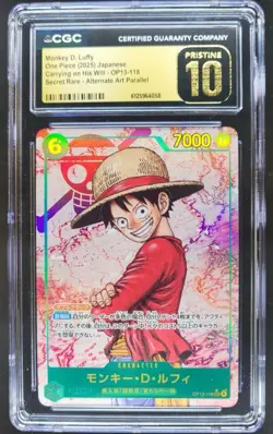 2025 ONE PIECE OP13 118 MONKEY D. LUFFY ALT ART CGC PRISTINE 10 JAPANESE - Image 1