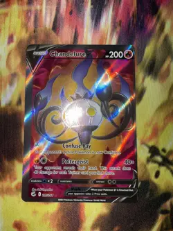 Miscut Pokemon Card Chandelure V 247/264 Full Art Fusion Strike Near Mint - Image 1