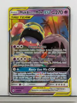 Pokemon TCG - Muk and Alolan Muk Tag Team GX (Full Art) 61/214 Near Mint - Image 1