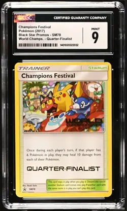 CGC 9 Quarter Finalist Champions Festival 2017 SM78 Championship Promo Pokemon - Image 1